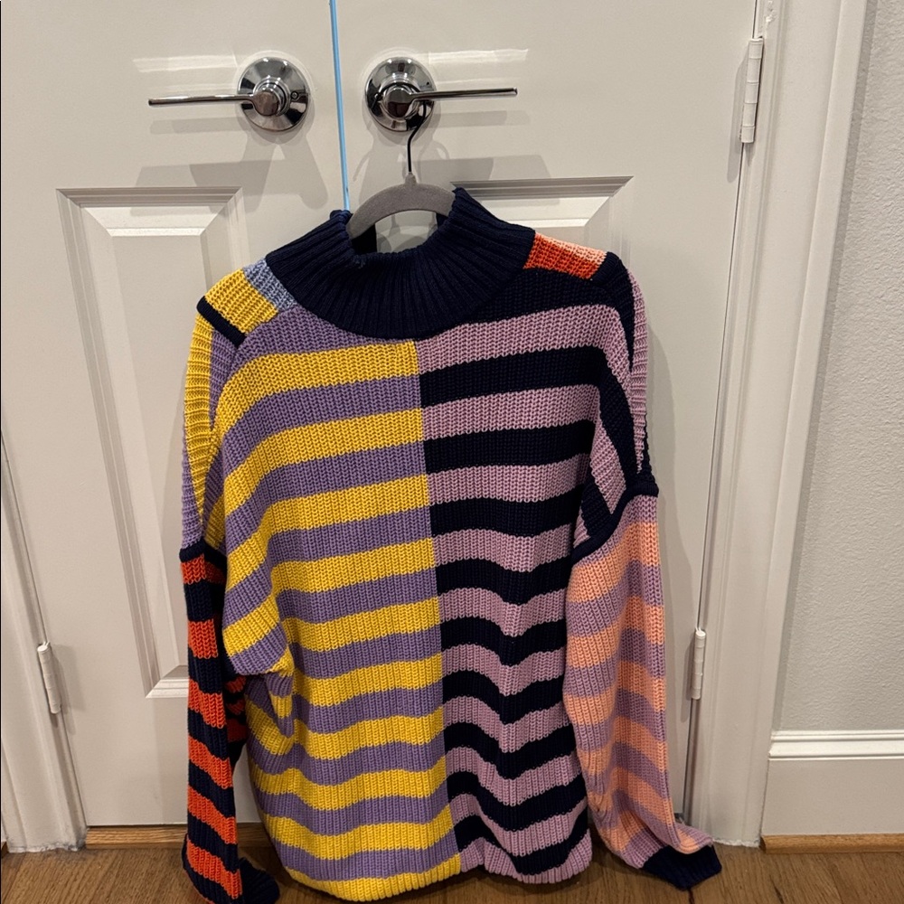 Colorblock Striped Half-Zip Women's Sweater - Multicolor Hampton SWEATER - Picture 2 of 5